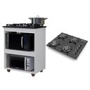 Ver imagem 1 de Kit Balcão para Cooktop Cozinha Kaiki Turim Branco com Fogão Cooktop Chef 4 Bocas Ultra Chama Preto