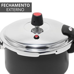 Panela de Pressão 3 Litros Antiaderente Fechamento Externo + Descanso Quadrado + Concha de Silicone  - 5