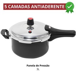 Panela de Pressão 3 Litros Antiaderente Fechamento Externo + Descanso Quadrado + Concha de Silicone  - 2