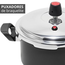Panela de Pressão 3 Litros Antiaderente Fechamento Externo + Descanso Quadrado + Concha de Silicone  - 6