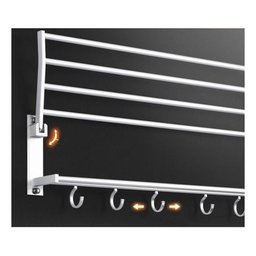 Toalheiro Varal Alumínio Inox C/ Prateleira e Ganchos Móveis:prateado - 10