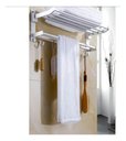 Ver imagem 6 de Toalheiro Varal Alumínio Inox C/ Prateleira e Ganchos Móveis:prateado