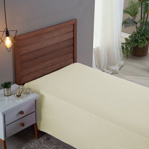 Roupa Cama Solteiro 300 Fios Lençol Virol sem Elástico de Algodão:palha
