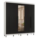 Ver imagem 2 de Guarda-roupa Casal com Pés 8 Portas Batentes com Espelho Branco-preto-preto Venus Madesa