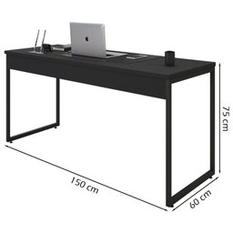 Mesa Para Escritorio 150x75 Cm 133160 Preto Mobel Preto - 5 Mesa Para Escritorio 150x75 Cm 133160 Preto Mobel Preto - 5