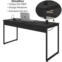 Mesa Para Escritorio 150x75 Cm 133160 Preto Mobel Preto - 6 Mesa Para Escritorio 150x75 Cm 133160 Preto Mobel Preto - 6
