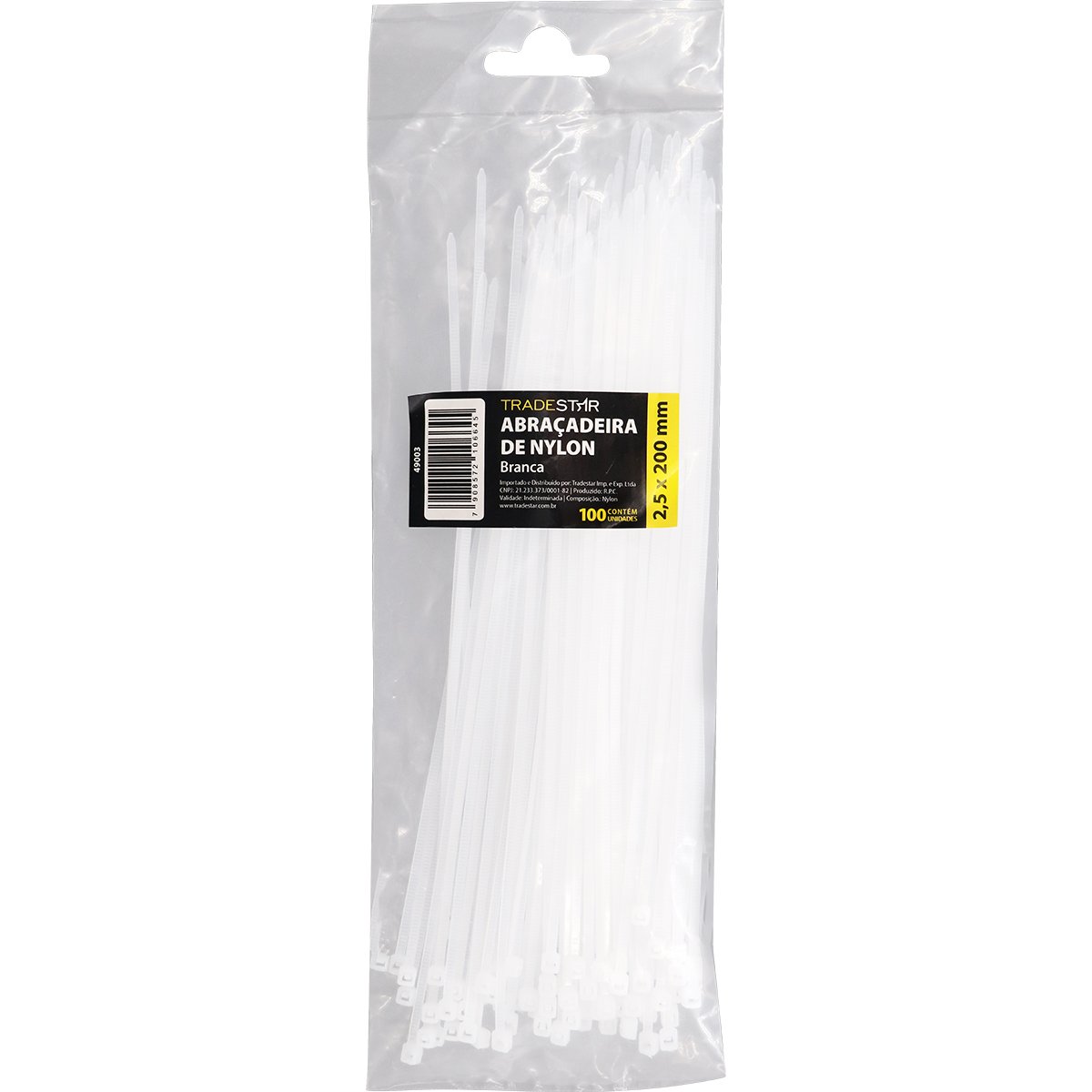 Abraçadeira Nylon Enforca Gato 2,5x200mm Branco C/ 1000 Un - 2