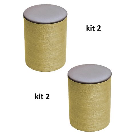Kit 2 Puff Baú Banquinho Apoio Para Pés Organizador Porta Objetos BGPLASTICOS BGBP CINZA CIMENTO 004