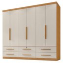 Ver imagem 2 de Guarda Roupa Casal Maximus 6 Portas e Cômoda Sapateira Versátil 4 Gavetas Cinamomo Areia Fosco-