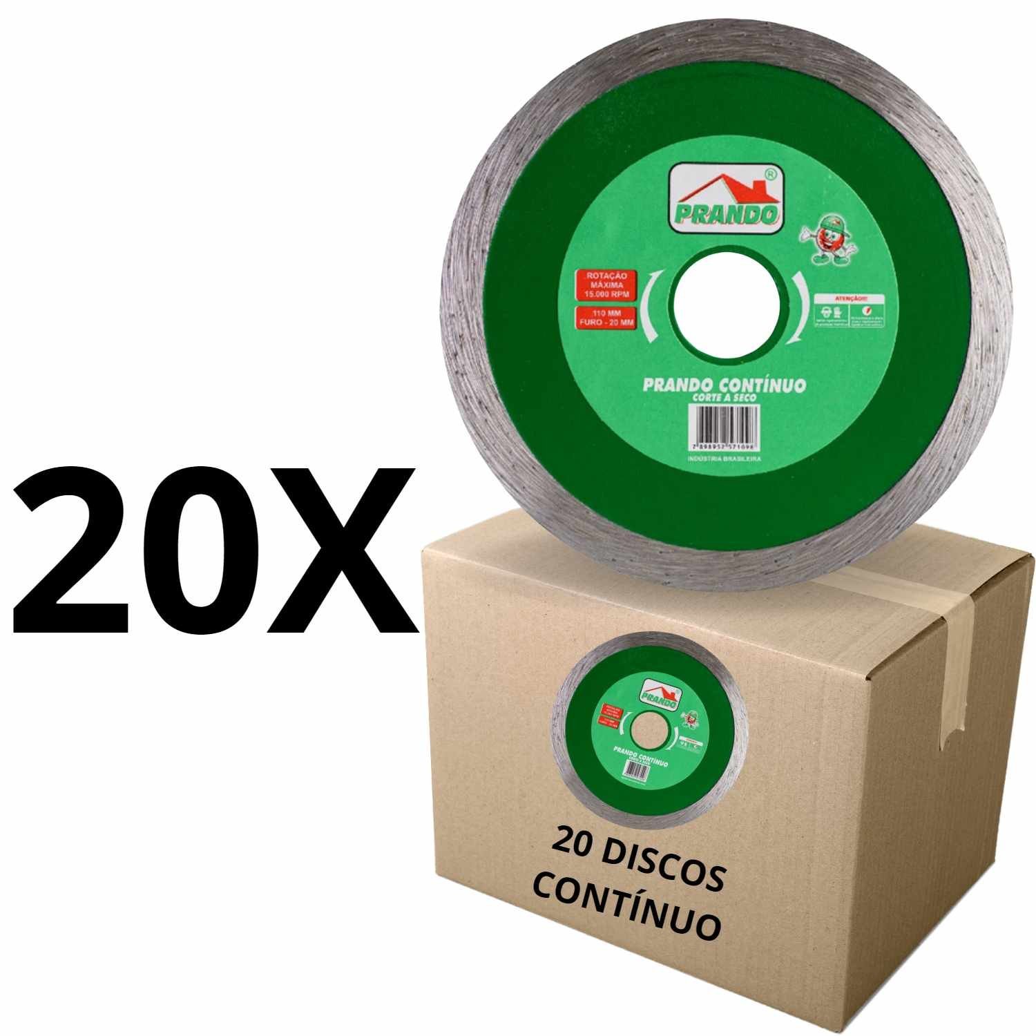 Kit 20 Discos Prando Contínuo 110 X 20 MM Mármore
