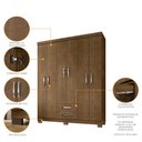 Ver imagem 2 de Kit Guarda Roupa Porto Belo 6 Portas 2 Gavetas, Cômoda 5 Gavetas Porto Belo e Multiuso Cairo Malbec