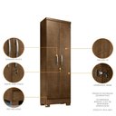 Ver imagem 3 de Kit Guarda Roupa Porto Belo 6 Portas 2 Gavetas, Cômoda 5 Gavetas Porto Belo e Multiuso Cairo Malbec