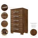 Ver imagem 4 de Kit Guarda Roupa Porto Belo 6 Portas 2 Gavetas, Cômoda 5 Gavetas Porto Belo e Multiuso Cairo Malbec