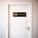 Ver imagem 4 de Placa Acrílica Sinalizadora Banheiro Unissex Feminino e Masculino