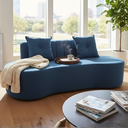 Ver imagem 2 de Sofá 2 Lugares Orgânico Curvo Madrid 150cm Bouclé Azul