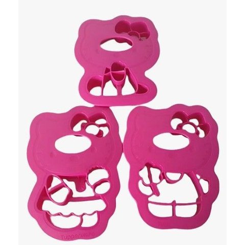 Kit com 3 Forminhas Rosa para Biscoito Hello Kitty Tupperware