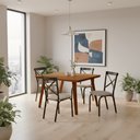 Ver imagem 4 de Mesa de Jantar Millena 80x80 em Madeira Maciça Estilo Contemporâneo Castanho