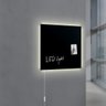 Painel Lousa De Vidro Temperado preta 120x90cm com led - 2
