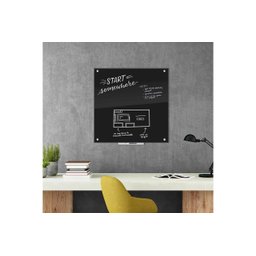 Painel Lousa De Vidro Temperado preta 120x90cm com led - 7