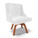 Ver imagem 2 de Kit 8 Cadeiras Estofadas Base Giratória de Madeira Lia Sintético Premium Branco - Ibiza