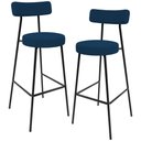 Ver imagem 1 de Kit 02 Banquetas Baixa Bar Cozinha Sala de Jantar Estrutura em Aço Milão L02 Suede Azul Marinho - Ly
