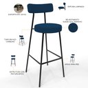 Ver imagem 4 de Kit 02 Banquetas Baixa Bar Cozinha Sala de Jantar Estrutura em Aço Milão L02 Suede Azul Marinho - Ly