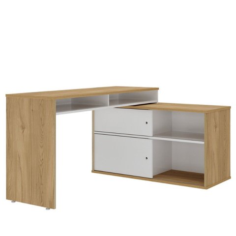 Mesa Escrivaninha 2 Portas de Correr em L Alex Olmo/branco