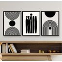 Ver imagem 1 de Kit 3 Quadros Decorativos para Sala Minimalistas 33x24cm - com Vidro:madeira Branca