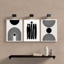 Ver imagem 2 de Kit 3 Quadros Decorativos para Sala Minimalistas 33x24cm - com Vidro:madeira Branca