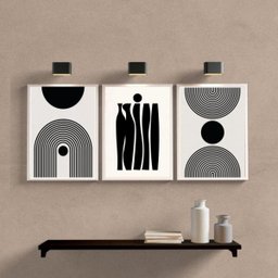 Kit 3 Quadros Decorativos para Sala Minimalistas 33x24cm - com Vidro:madeira Branca - 2 Kit 3 Quadros Decorativos para Sala Minimalistas 33x24cm - com Vidro:madeira Branca - 2