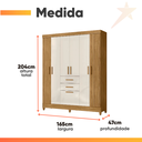 Ver imagem 4 de Guarda Roupas Casal Ripado 7 Portas 2 Gavetas Malta Madeirado / Off White Moval