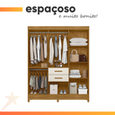 Ver imagem 6 de Guarda Roupas Casal Ripado 7 Portas 2 Gavetas Malta Madeirado / Off White Moval