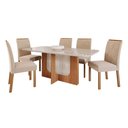 Ver imagem 1 de Sala de Jantar Mesa Louise 1,80 com 6 Cadeiras Fernanda Wood Cinamomo/off/mad/nude Cimol Mesa Louise