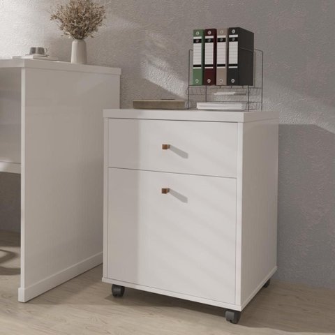 Gaveteiro Multiuso com 2 Gavetas para Escritório Verbena - Branco