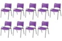 Ver imagem 2 de Cadeira Iso Base Cinza, Igreja, Escola, Escritório -violeta Kit 9 Peças