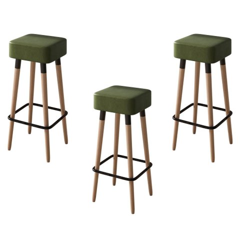 Kit com 3 Banqueta Dubai - Sintético Verde