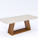 Ver imagem 1 de Mesa de Jantar em Madeira Tauari e MDF com Vidro Pitaia 220cm Marrom/Off White