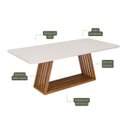 Ver imagem 2 de Mesa de Jantar em Madeira Tauari e MDF com Vidro Pitaia 220cm Marrom/Off White