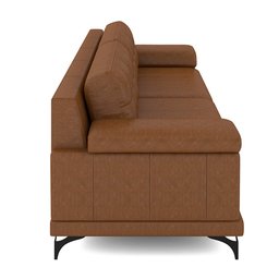 Sofá Living 3 lugares 212cm Agostino Pés Design em Ferro Couro Caramelo Manchado G52 - Gran Belo - 6