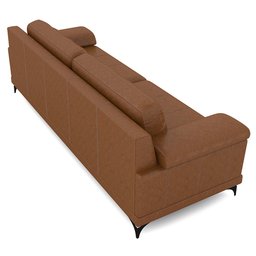 Sofá Living 3 lugares 212cm Agostino Pés Design em Ferro Couro Caramelo Manchado G52 - Gran Belo - 7