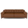 Sofá Living 3 lugares 212cm Agostino Pés Design em Ferro Couro Caramelo Manchado G52 - Gran Belo - 2
