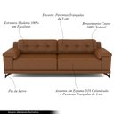 Ver imagem 3 de Sofá Living 3 lugares 212cm Agostino Pés Design em Ferro Couro Caramelo Manchado G52 - Gran Belo