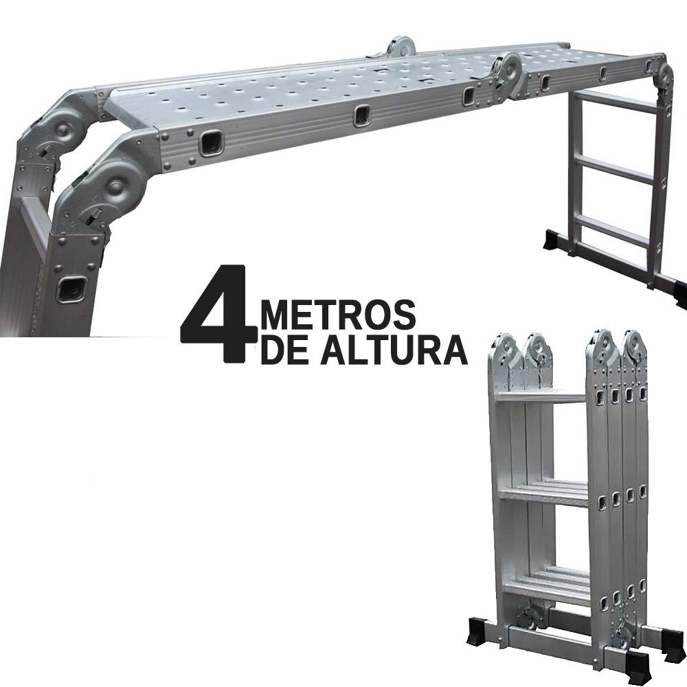 Escada Multifuncional com Plataforma 4x4 Alumínio 16 Degraus 4,65m - Starfer