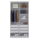 Ver imagem 3 de Guarda Roupa Casal Modulado 100% MDF 2 Portas de Correr 6 Gavetas Cabideiros e Prateleiras de 1,20m