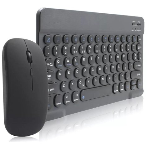Kit Teclado e Mouse Bluetooth 5.2 Utra Fino Compatível Com Pc, iPad e Android Preto