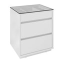 Ver imagem 1 de Mesa de Cabeceira Nexa 3 Gavetas Vidro Branco Casa D Móveis