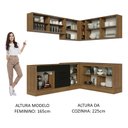 Ver imagem 5 de Cozinha Completa de Canto Madesa Agata 389001 com Armário e Balcão (Sem Tampo e Pia) Rustic/Preto Co
