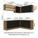Ver imagem 3 de Cozinha Completa de Canto Madesa Agata 389001 com Armário e Balcão (Sem Tampo e Pia) Rustic/Preto Co
