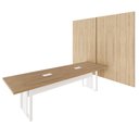 Ver imagem 3 de Mesa Escritório 2,70m 2 Cx de Tomada e Painel de Tv Duplo F5 Cor:macadâmia com Branco