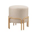 Ver imagem 1 de Puff Redondo Torvi em Linho e Base Metal Dourado Linho Bege
